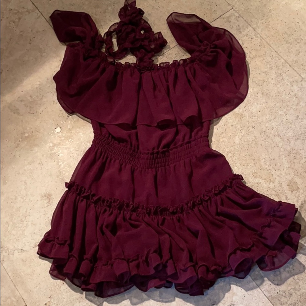 burgundy chiffon dress